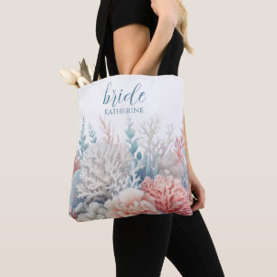 Pastel Coral Reef Beach Wedding-Bridal- Tasche