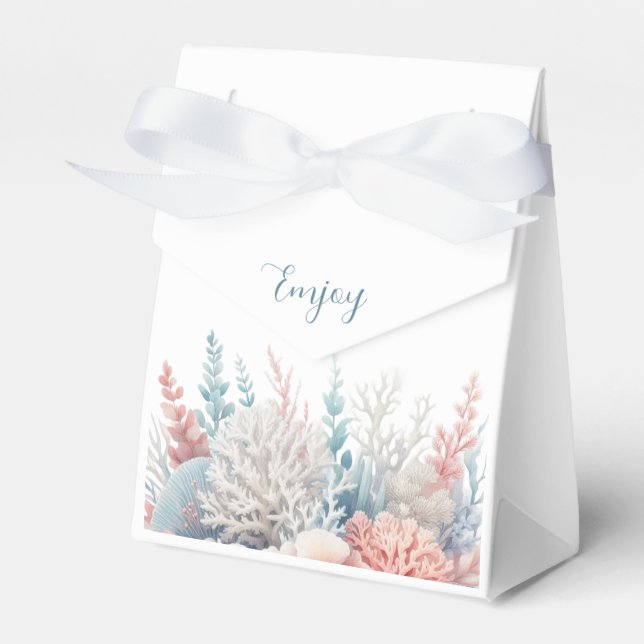 Pastel Coral Reef Beach Wedding- Geschenkschachtel (Vorderseite)
