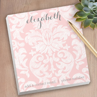 Pastel Coral und Gray Damask Suite für Frauen Notizblock