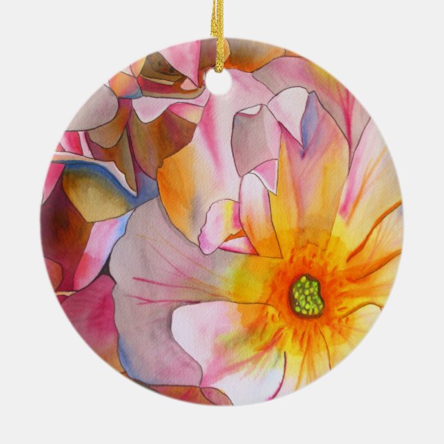 Pastel Cornelia Rose Aquarellbilder Keramikornament (Hinten)