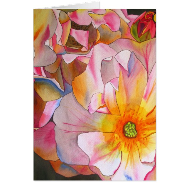 Pastel Cornelia Rose aquarelle peinture (Devant)