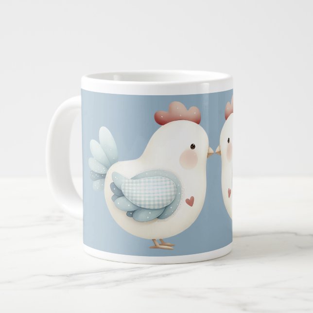 Pastel Cottagecore Chicken Jumbo-Tasse (Vorderseite Links)