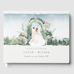 Pastel Couple Floral Garden Arch Botanische Hochze Gästebuch