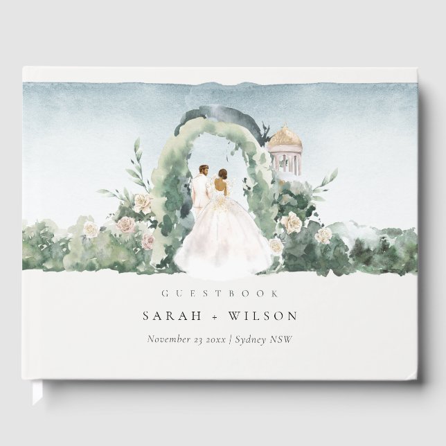 Pastel Couple Floral Garden Arch Botanische Hochze Gästebuch (Vorderseite)