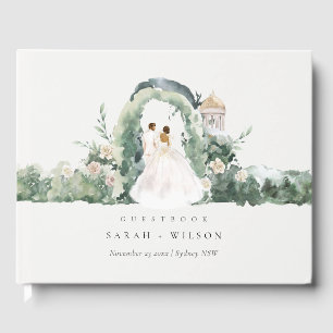 Pastel Couple Floral Garden Arch Botanische Hochze Gästebuch