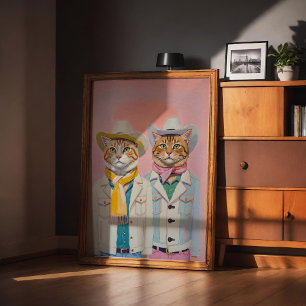 Pastel-Cowboy-Katzen-Trendre Wall Art Poster Druck