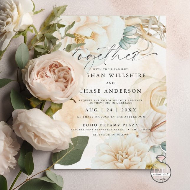 Pastel Creamy Goldenrod Watercolor Bouquet Einladung (Von Creator hochgeladen)
