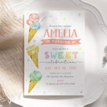 Pastel Crème de glace Anniversaire Invitation