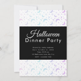 Pastel Crescent Moons Stars Halloween Party Einladung