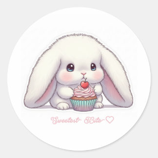Pastel Cupcake Bunny - Sweet Cherry Treat Kawaii Runder Aufkleber