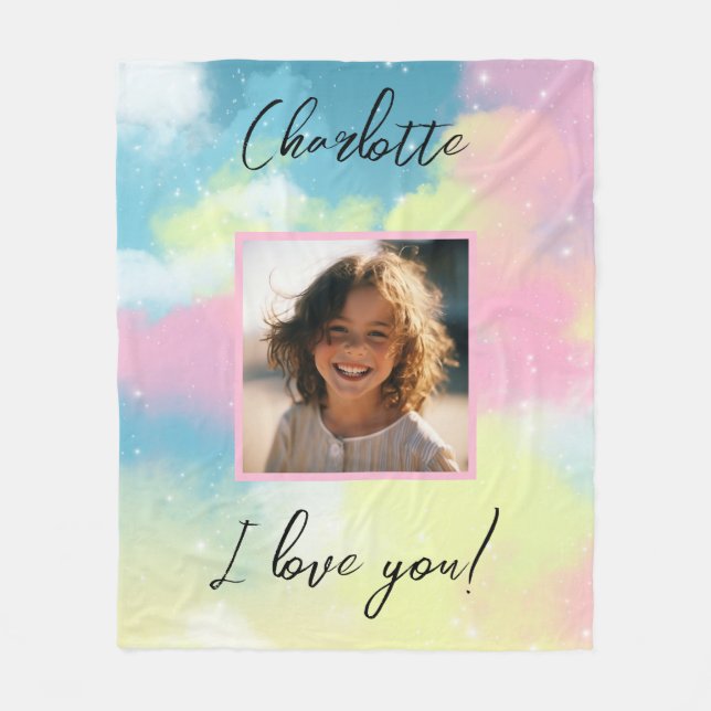 Pastel Custom Foto "I Liebe You" Personalisierter  Fleecedecke (Vorderseite)