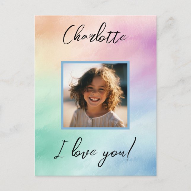 Pastel Custom Foto "I Liebe You" Personalisierter  Postkarte (Vorderseite)