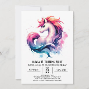 Pastel Custom Horse Geburtstag Einladung