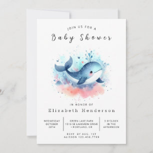 Pastel Custom Whale Baby Dusche Einladung