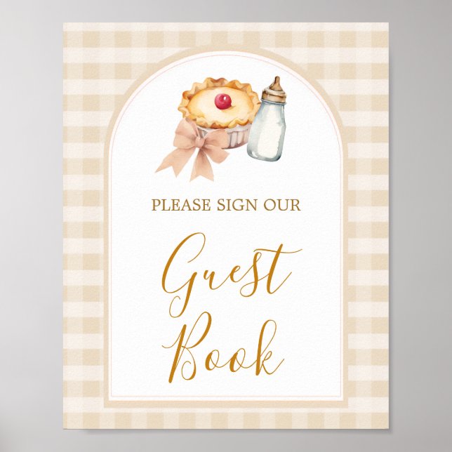 Pastel Cutie Pie En vichy Baby shower Livre d'or (Devant)