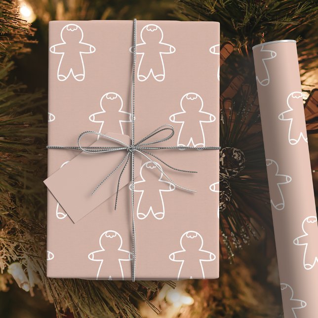 Pastel D2AFA1 Cookie Gingerbrei Man Geschenkpapier (Pastel Cookie Gingerbread Man Wrapping Paper)