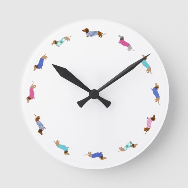 Pastel Dachshund Wall Clock Runde Wanduhr (Vorderseite)