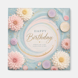 Pastel-Dahlie-Birthday-Wirbel Magnet