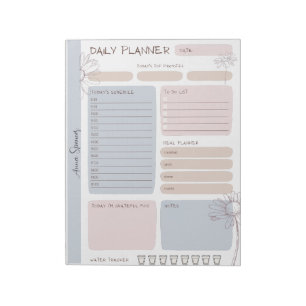 Pastel Daily Planner - Anpassbarer Name Notizblock