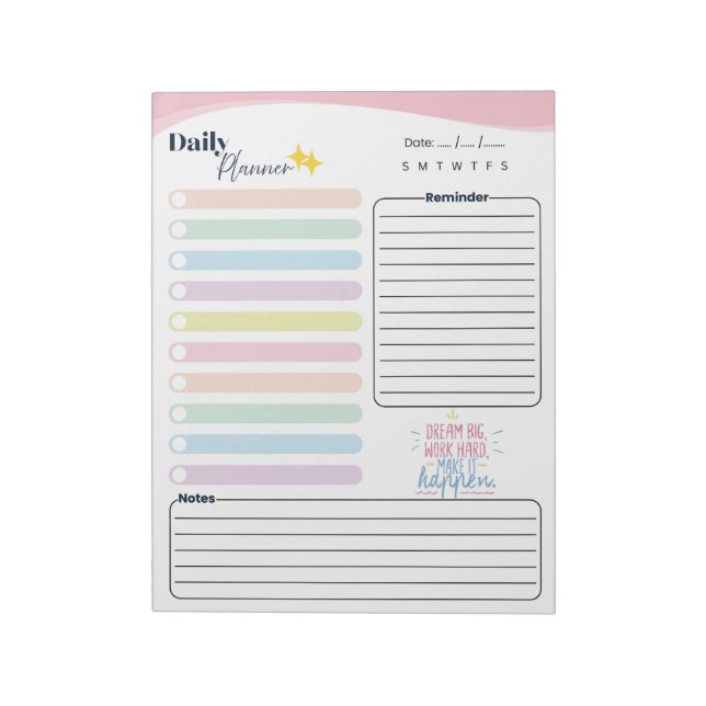 Pastel Daily Planner -To do list, reminder & notes Notizblock (Rotiert)