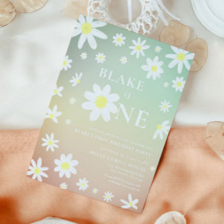 Pastel Daisy Einladung 1. Geburtstag
