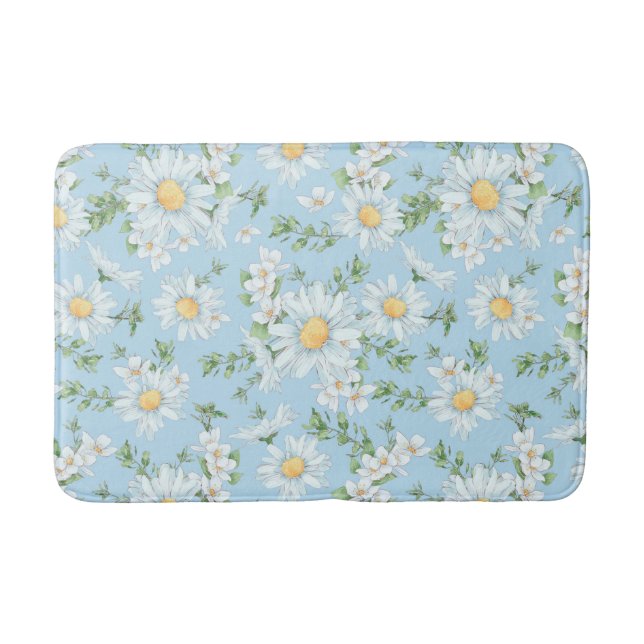 Pastel Daisy Flower Garden Muster Badematte (Vorderseite)