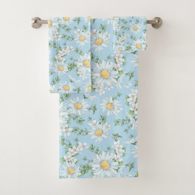 Pastel Daisy Flower Garden Muster Badhandtuch Set (Insitu)