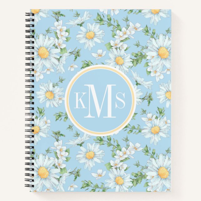 Pastel Daisy Flower Garden Muster Notizbuch (Vorderseite)