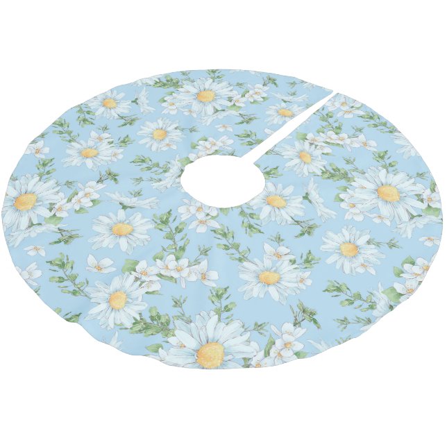 Pastel Daisy Flower Garden Muster Polyester Weihnachtsbaumdecke (Schrägansicht)