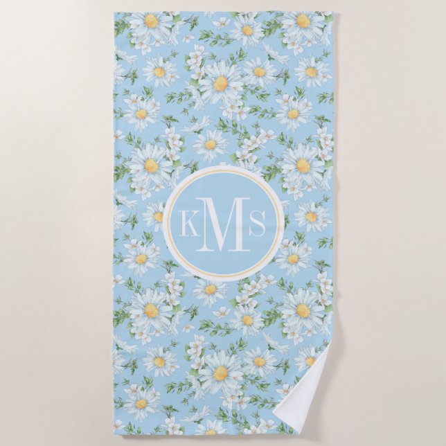 Pastel Daisy Flower Garden Muster Strandtuch (Vorderseite)