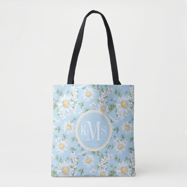 Pastel Daisy Flower Garden Muster Tasche (Vorderseite)