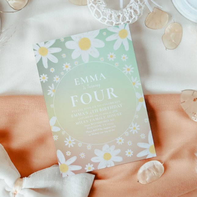 Pastel Daisy Invitation de fête d'anniversaire (Créateur téléchargé)