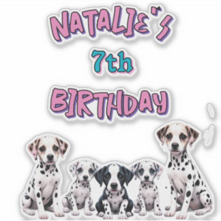 Pastel Dalmatian Dogs Birthday Party Aufkleber