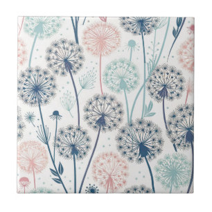 Pastel Dandelion Dreams - Whimsical Floral Fliese