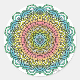 Pastel Defleur Mandala Runder Aufkleber