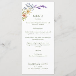 Pastel Delicate Fleur sauvage Menu Mariage