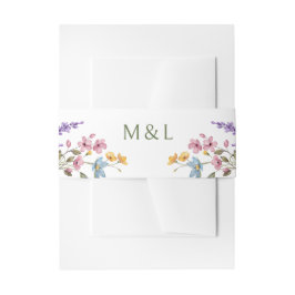 Pastel Delicate Wildblumen Hochzeit Einladungsbanderole