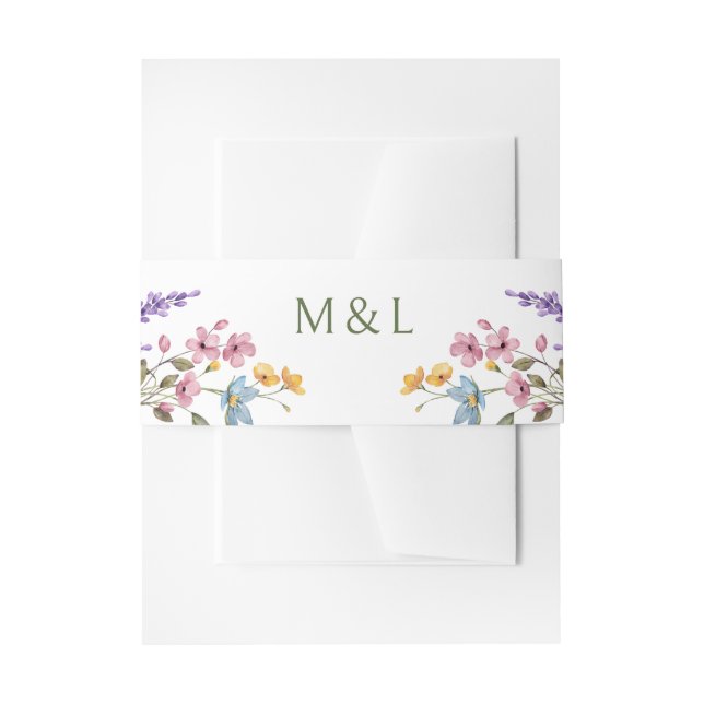 Pastel Delicate Wildblumen Hochzeit Einladungsbanderole (Vorderseite Beispiel)