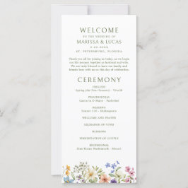 Pastel Delicate Wildblumen Hochzeitsprogramm