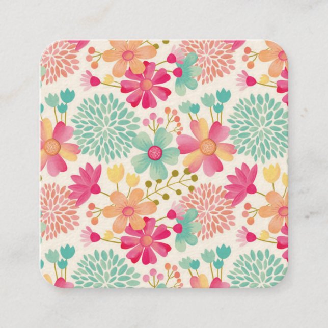 Pastel Designer Artist Blume Muster Ladys Telefonnummerkarte (Vorderseite)