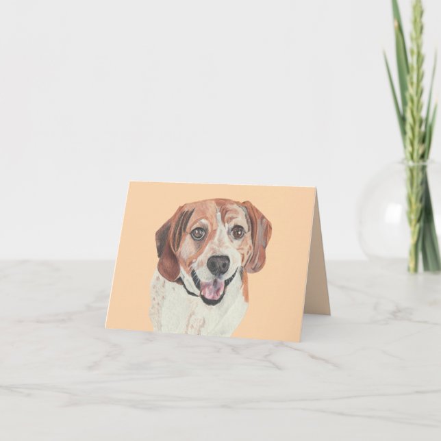 Pastel Dessin Bonne Carte de voeux Beagle (Devant)