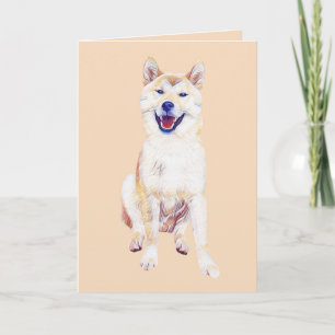 Pastel Dessin Happy Shiba Inu Carte de voeux