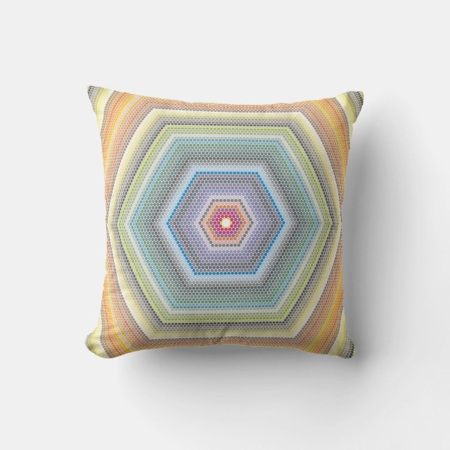 Pastel dezimiert Hexagon geometrische Kunst Kissen (Vorderseite)