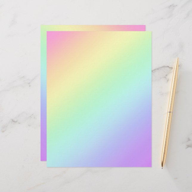 Pastel Diagonal Rainbow Gradient Briefbogen (Vorderseite/Rückseite Beispiel)