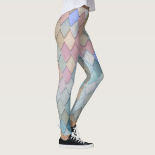 Pastel Diamond Muster Mermaid Blue Green Pink Leggings
