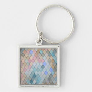 Pastel Diamond Muster Mermaid Blue Green Pink Schlüsselanhänger