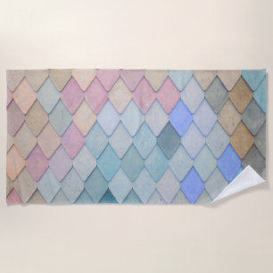 Pastel Diamond Muster Mermaid Blue Green Pink Strandtuch