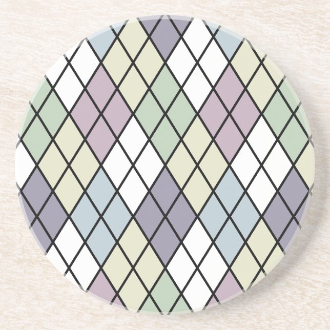 Pastel Diamonds Raute Sandstein Untersetzer (Vorne)