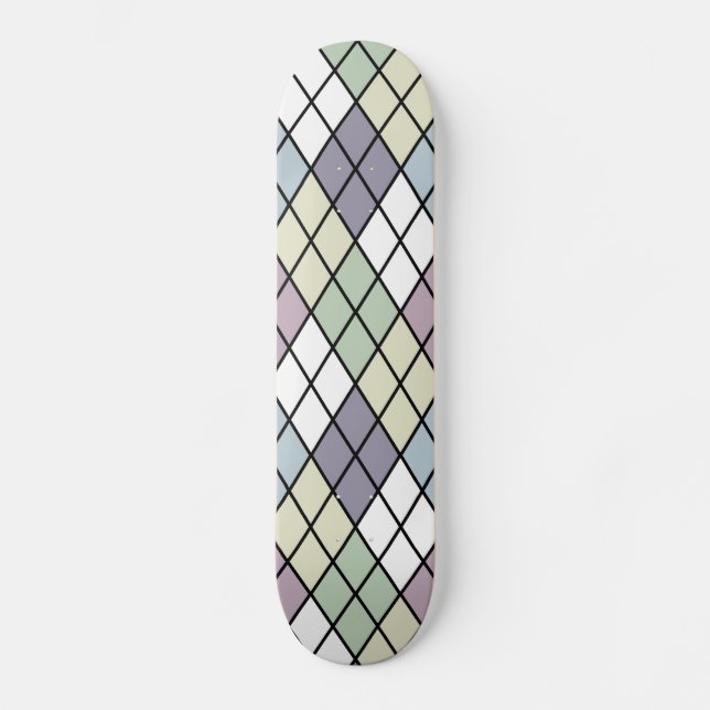 Pastel Diamonds Raute Skateboard (Vorderseite)