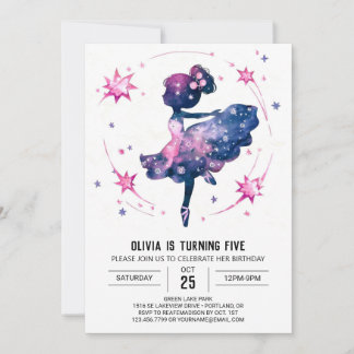 Pastel Digital Ballerina Geburtstag Einladung